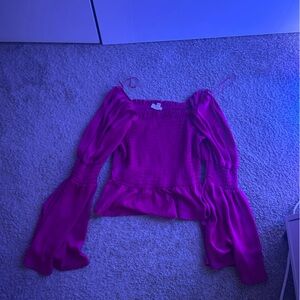 Meraki Fuchsia Ruffled Top